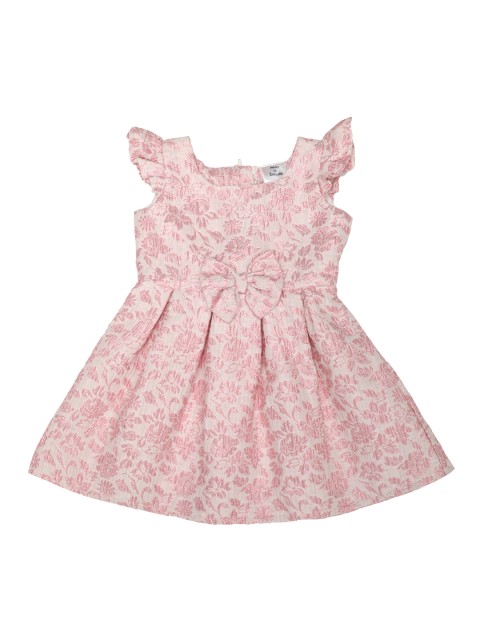 

Doodle Girls Pink Self Design Fit and Flare Dress