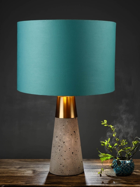 

Grated Ginger Blue Solid Handcrafted Table Top Lamp with Shade
