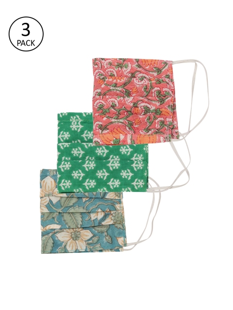 

GNIST Unisex 3 Pcs 2-Ply Rec Group A Block Print Fashion Cotton Masks, Multi