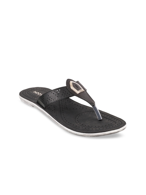 

Mochi Women Black Solid T-Strap Flats