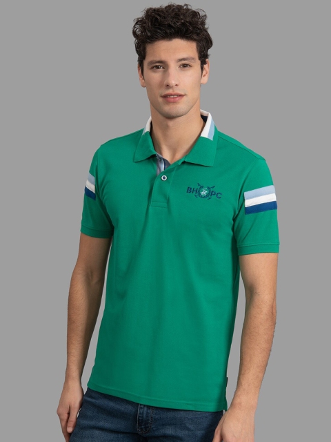

Beverly Hills Polo Club Men Green Solid Polo Collar T-shirt