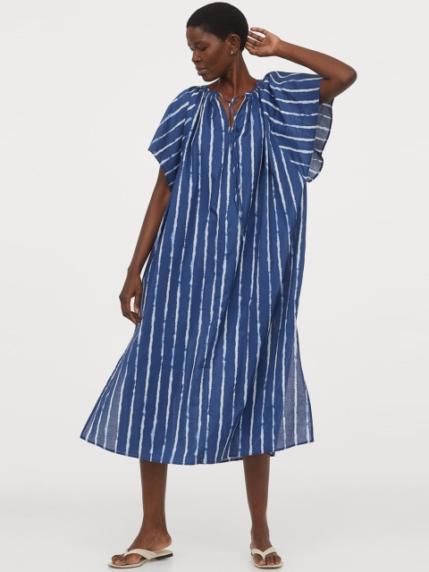 

H&M Women Blue & White Striped Wide Cotton Dress