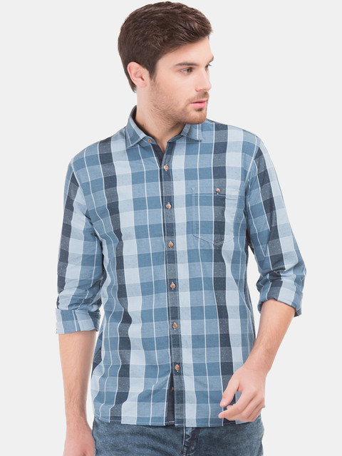 

Ruggers Men Blue Regular Fit Checked Casual Shirt
