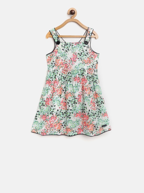 

Cherry Crumble Girls Multicoloured Floral Printed Fit and Flare Dress, Multi