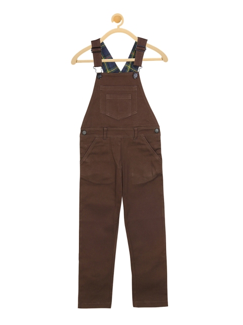 

Cherry Crumble Unisex Kids Brown Solid Straight-Leg Dungarees