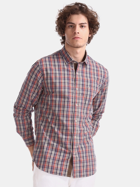 

Ruggers Men Beige & Red Regular Fit Checked Casual Shirt
