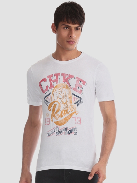 

Cherokee Men White Printed Round Neck T-shirt