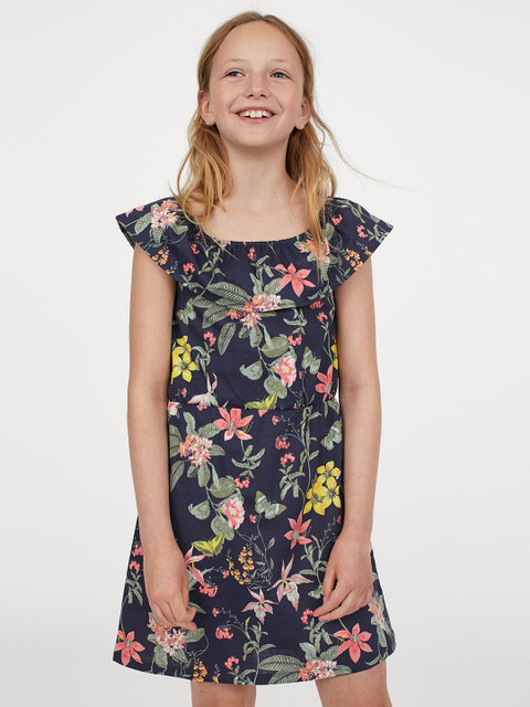 

H&M Girls Multicoloured Floral Print Flounced Jersey Dress, Multi