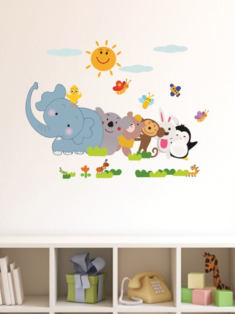 

WALLSTICK Blue & Brown Animals Large Vinyl Wall Sticker