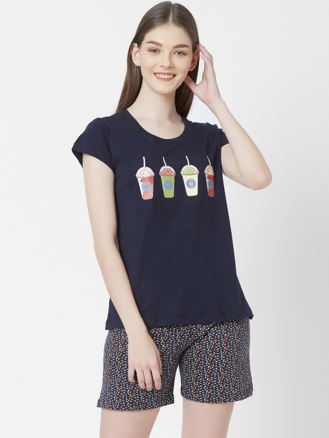 

Juliet Women Blue Printed Night suit
