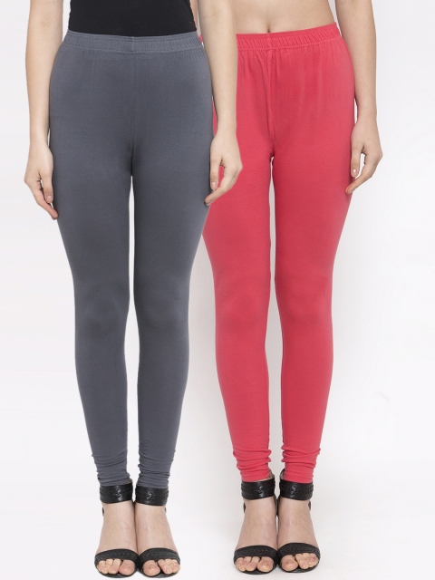 

TAG 7 Women Pack Of 2 Solid Leggings, Pink