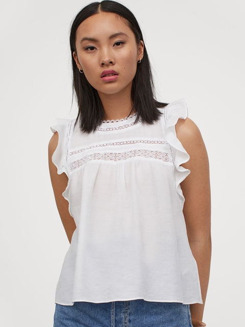 

H&M Women White Crinkled Blouse