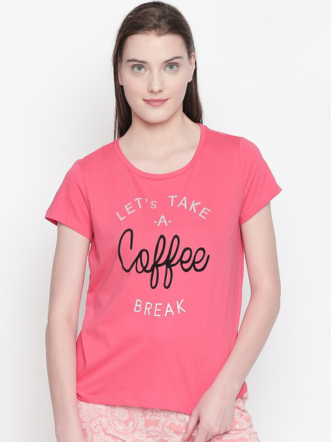 

Dreamz by Pantaloons Women Pink Printed Lounge Tshirt