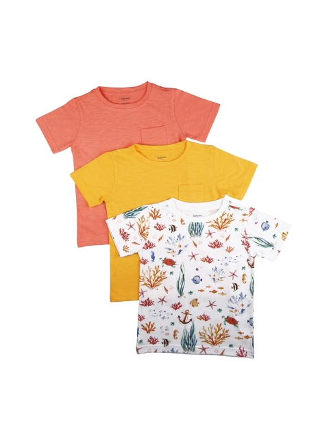 

Softsens Unisex Kids Pack Of 3 Round Neck Organic Cotton Sustainable T-shirts, Pink
