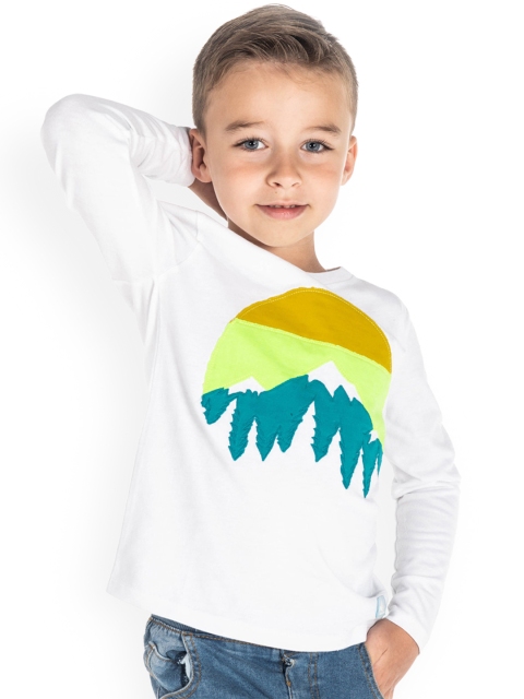 

Cherry Crumble Boys White Printed Round Neck T-shirt