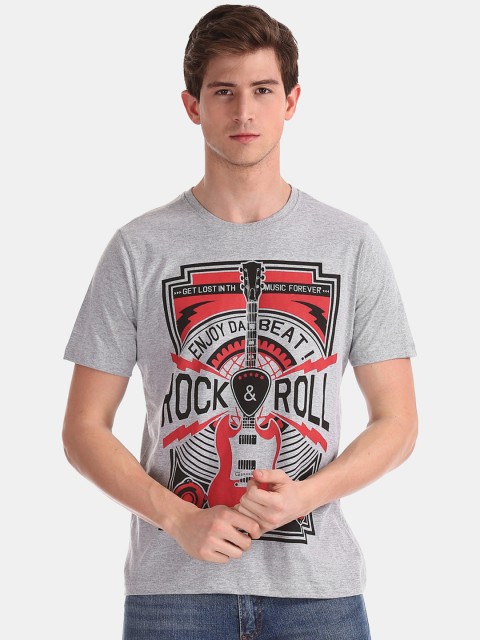 

Colt Men Grey Printed Round Neck T-shirt