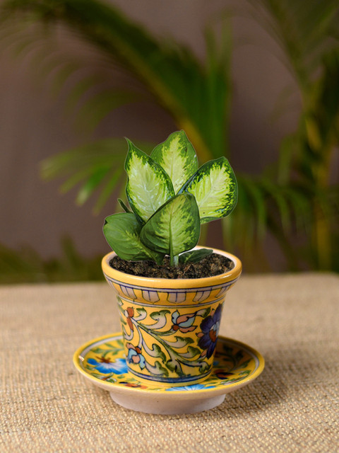 

Unravel India Yellow Outdoor Garden Decorative Living Room Planter