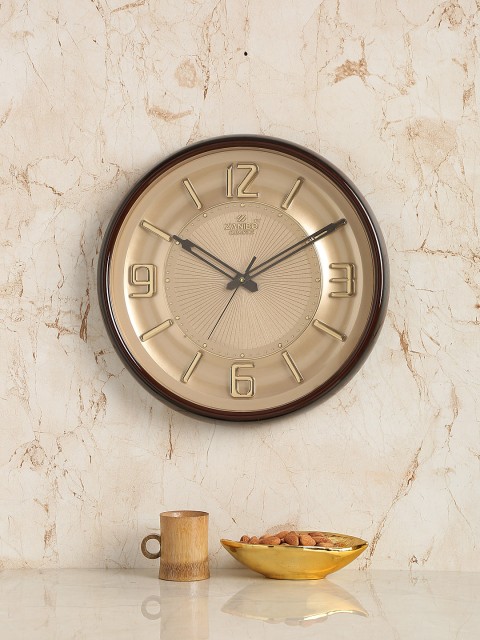 

ZANIBO Coffee Brown Round Solid Analogue Wall Clock