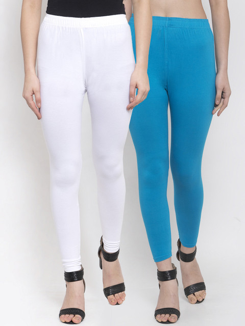 

TAG 7 Women Pack Of 2 Solid Leggings, White