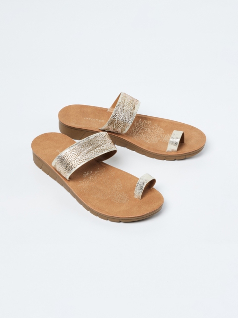 

Melange by Lifestyle Women Gold-Toned Solid PU One Toe Flats