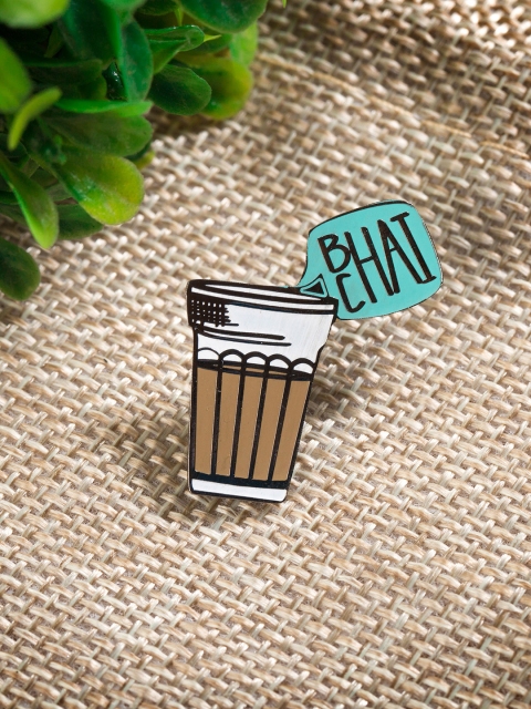 

Bigsmall Unisex Set Of 2 Brown & White Bhai Chai Lapel Pin