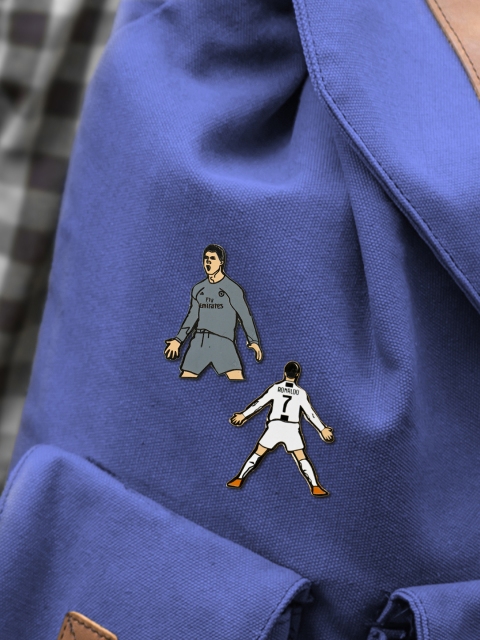 

Bigsmall Unisex Set Of 2 White & Grey Ronaldo Lapel Pins