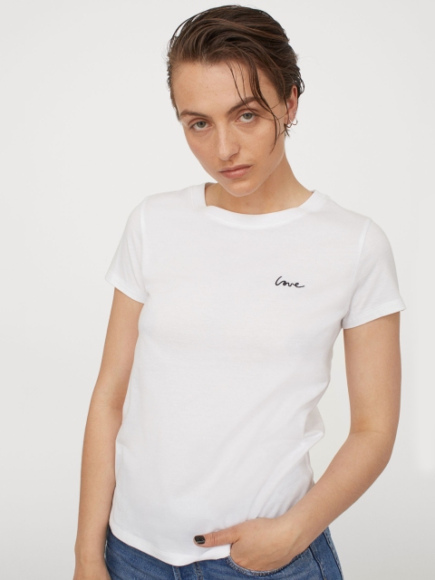 

H&M Women Jersey T-Shirt, White