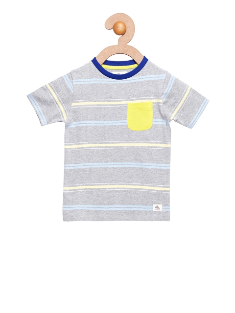 

Cherry Crumble Boys Grey Striped Round Neck T-shirt