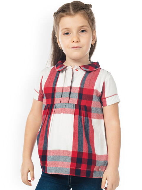 

Cherry Crumble Girls Red & White Checked A-Line Top