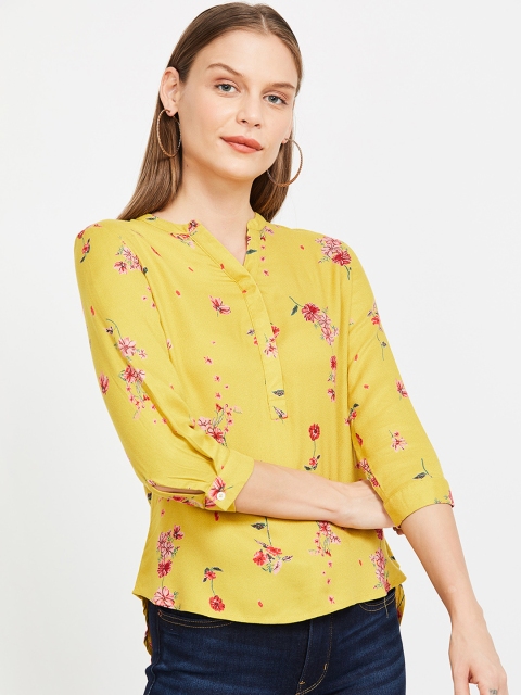 

Bossini Women Yellow & Pink Printed A-Line Top