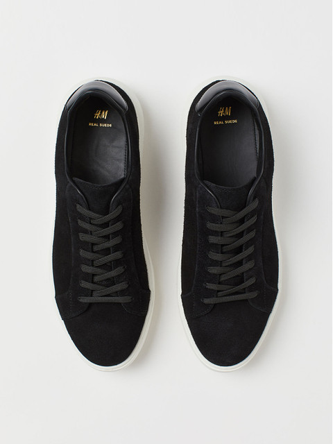 

H&M Men Black Solid Leather Trainers