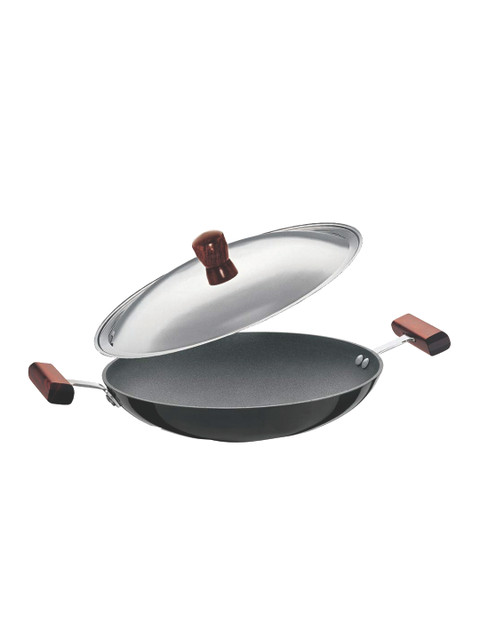

Hawkins Black Nonstick 3.25 mm Breakfast Pan Appachatty With Stainless Steel Lid 900 ml