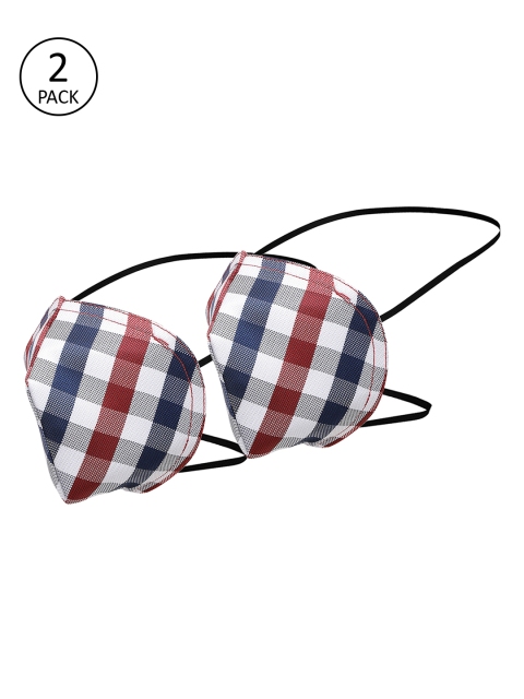 

Alvaro Castagnino Unisex 2 Pcs Checked 3-Ply Reusable Cloth Masks, White