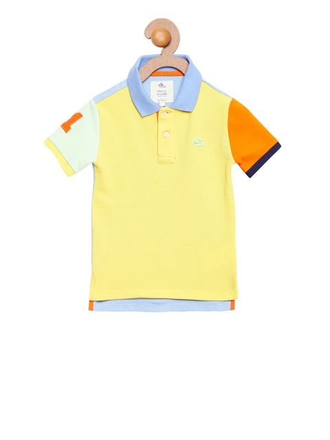 

Cherry Crumble Boys Yellow Solid Polo Collar T-shirt