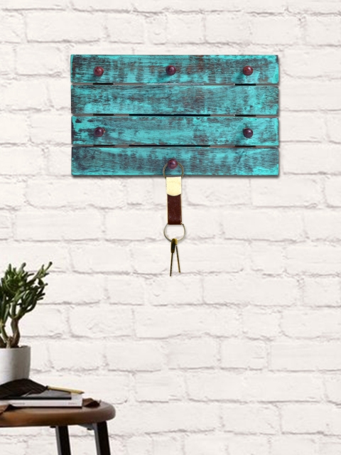 

Unravel India Blue & Brown Handcrafted Antique Finish Mango Wood Key Holder