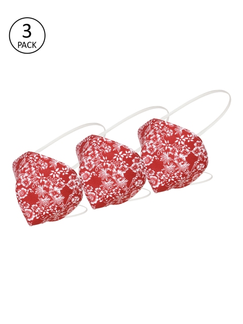 

Alvaro Castagnino Unisex 3 Pcs Printed 3-Ply Reusable Cloth Masks, Red