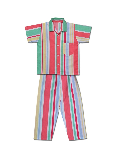 

Wish Karo Girls Multicoloured Striped Night suit, Multi
