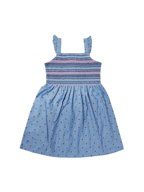 

Cherry Crumble Girls Blue Printed Fit and Flare Dress