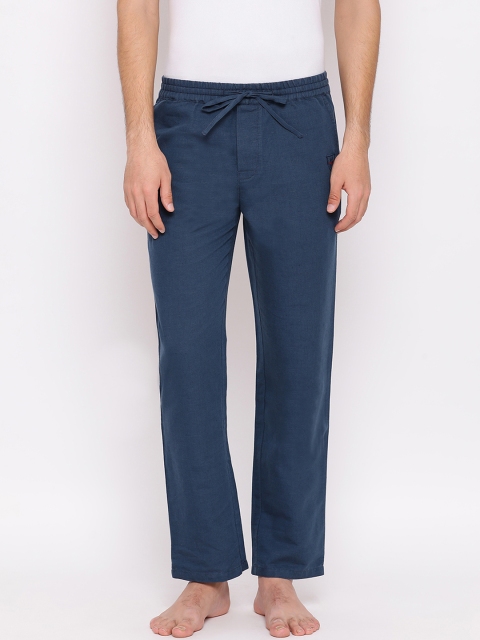 

Crimsoune Club Men Blue Solid Linen Lounge Pants