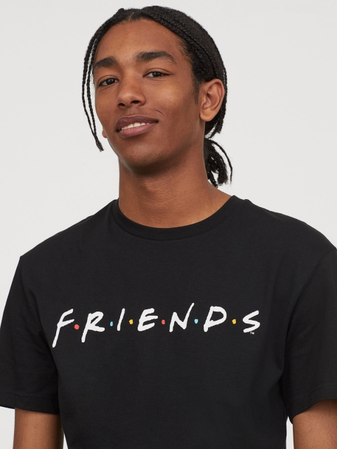 

H&M Men Black Printed T-shirt