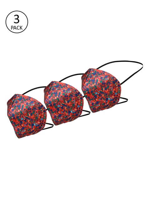 

Alvaro Castagnino Unisex 3 Pcs Printed 3-Ply Reusable Cloth Masks, Red