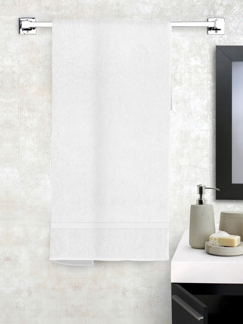 Story@home Unisex White Solid 600 GSM Large Bath Towel