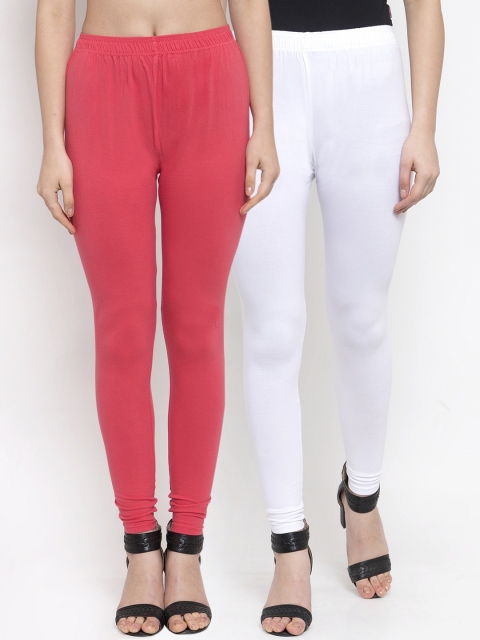 

TAG 7 Women Pack Of 2 Solid Churidar-Length Leggings, White