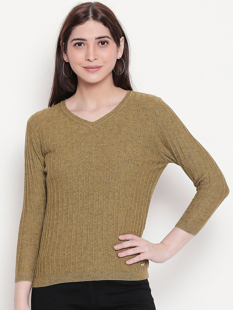 

Manola Women Olive Green Solid Knitted Top