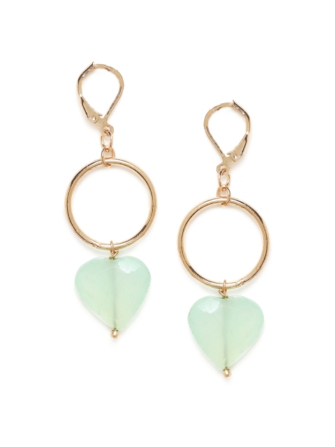 

Chumbak Gold-Toned & Green Contemporary Drop Earrings
