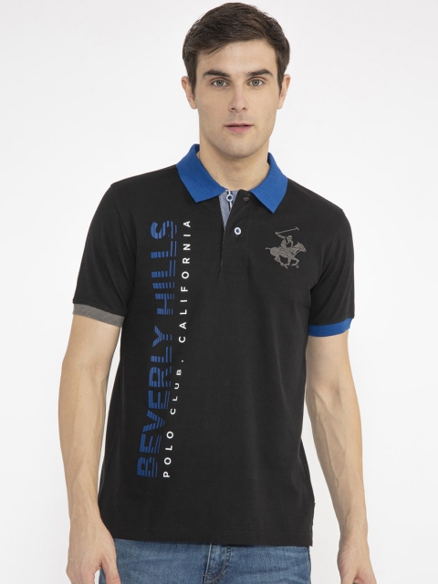

Beverly Hills Polo Club Men Black Printed Polo Collar T-shirt
