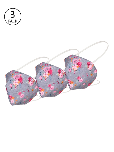 

Alvaro Castagnino Unisex Pack of 3 Pcs Grey & Pink Reusable 3-Ply Protective OutdoorMasks