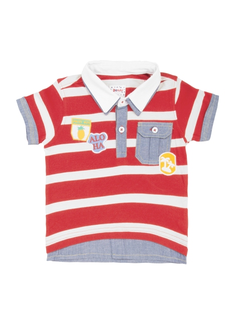 

Donuts Boys Red & White Striped Polo Collar T-shirt