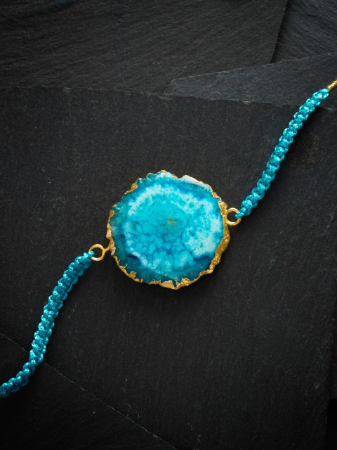 

Bigsmall Blue Agate Stone Rakhi