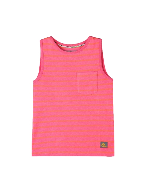 

Cherry Crumble Kids Pink Striped Round Neck T-shirt